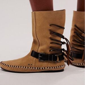 NEW FREE PEOPLE Coronado Mocc Boots Suede Southwest Western Native 10
